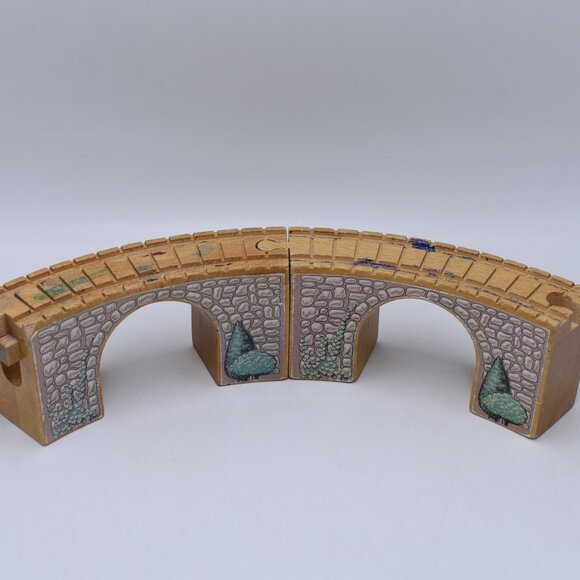 Arched Curved Viaduct Bridge Wooden Clickity Clack Thomas and Friends Used Fair - Picture 2 of 10